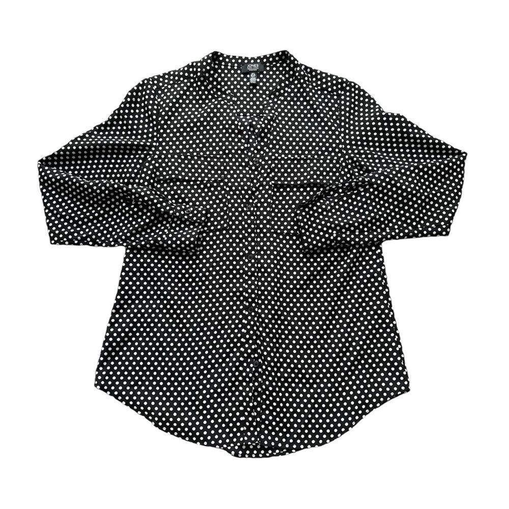 Jones New York Polka Dot Button Up Blouse